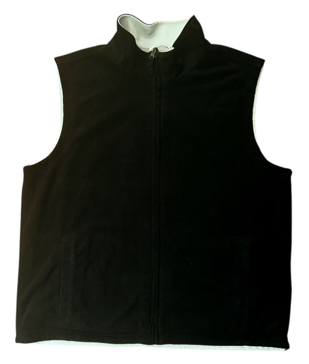Van Heusen Reversible Fleece Black & Cream Vest Men's Large